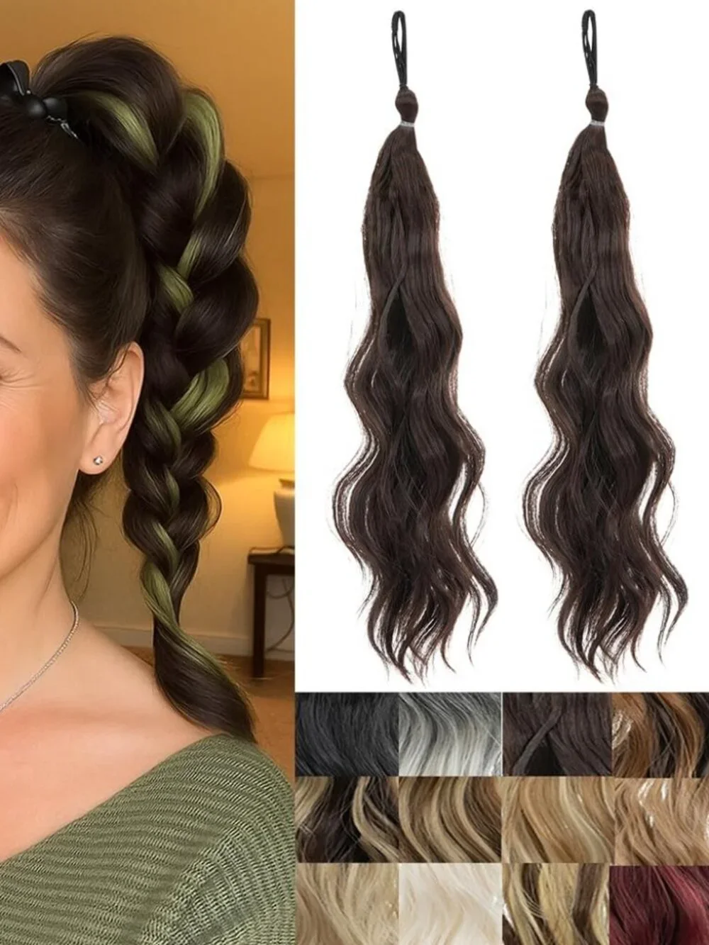 2 Piece Braid Wig Hair Piece Wavy N2303